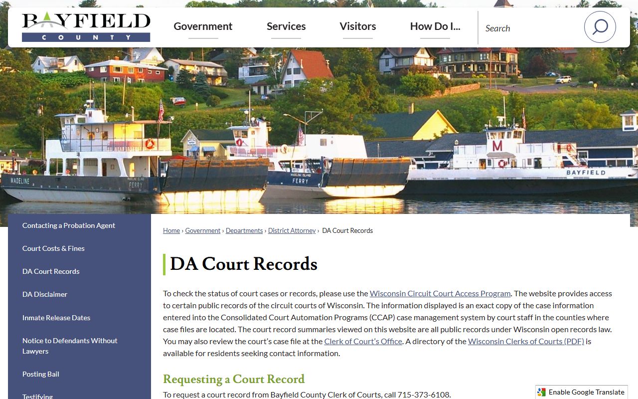 Bayfield County Recent Arrests district attorney court records