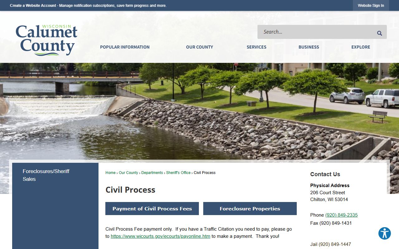 Calumet County Recent Arrests civil process