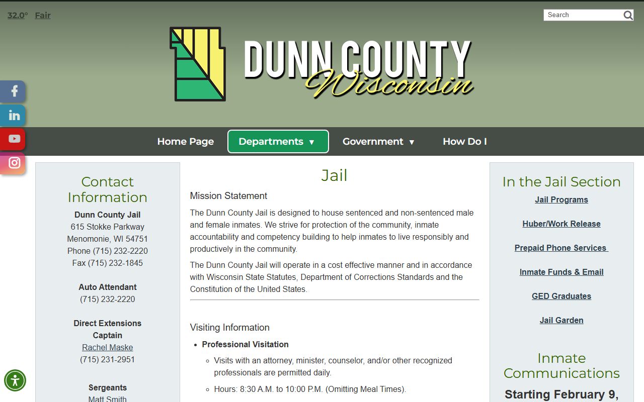Dunn County Recent Arrests at the jail
