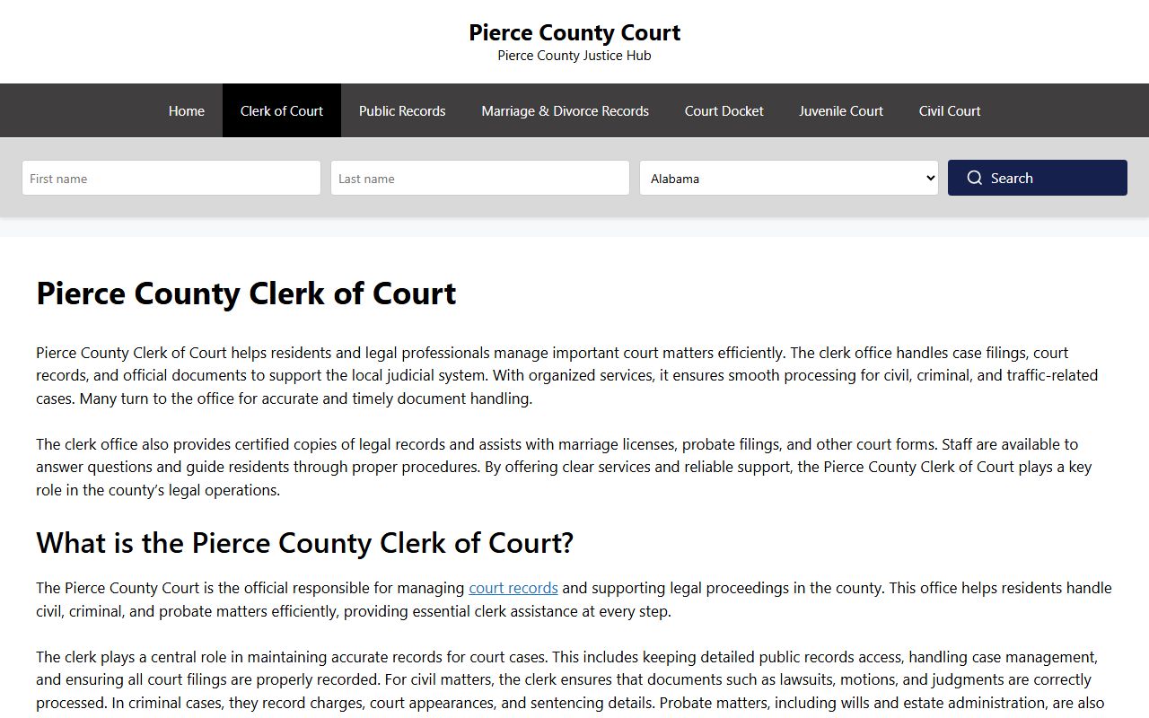 Pierce County Recent Arrests clerk of court image