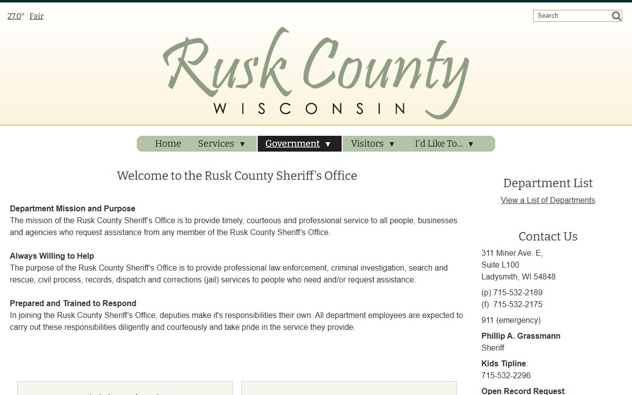 Rusk County Recent Arrests sheriff page image