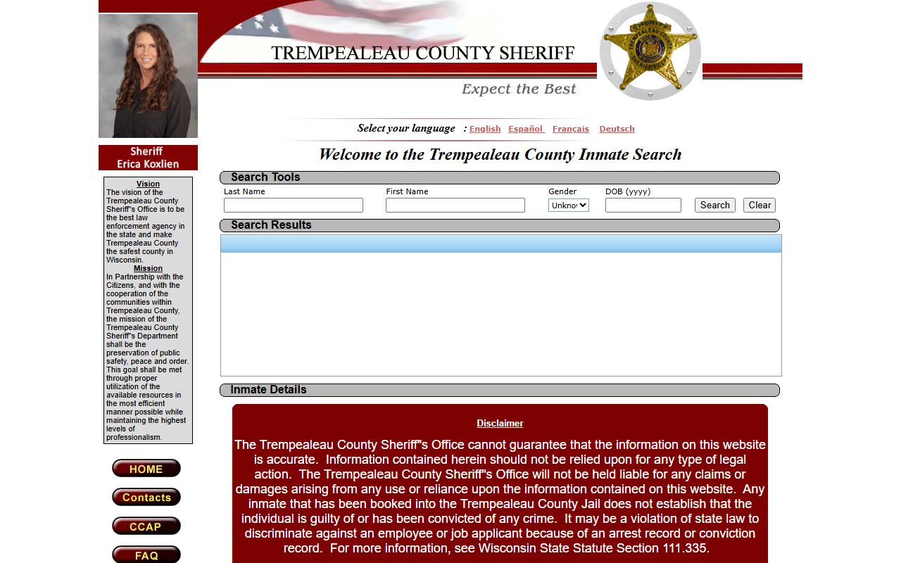 Trempealeau County Recent Arrests inmate locator image