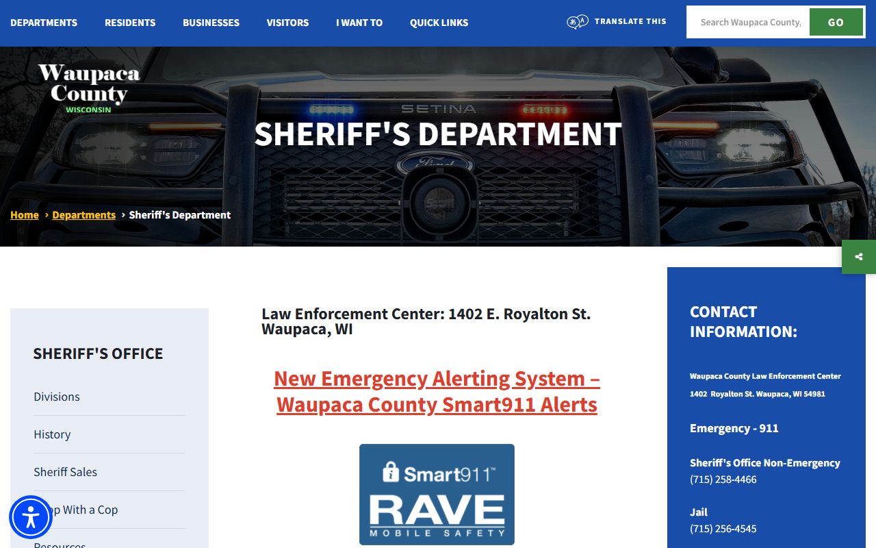 Waupaca County Recent Arrests sheriff department image