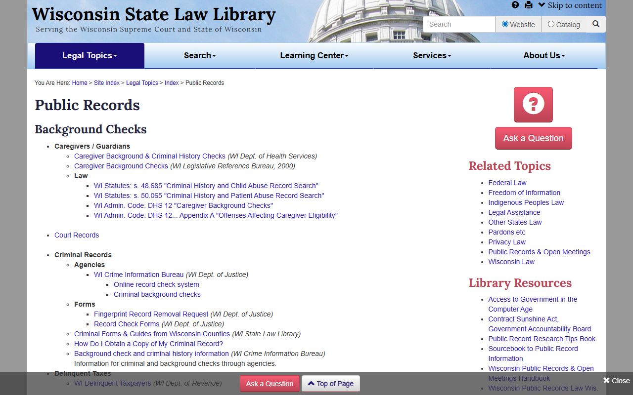 Wisconsin Recent Arrests state law library records image